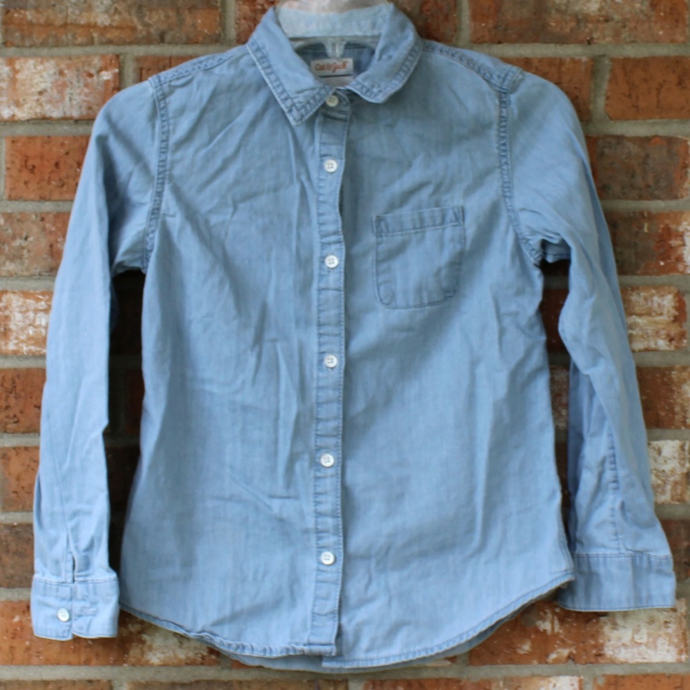 Cat & Jack Denim Chambray Button Down Shirt Size L